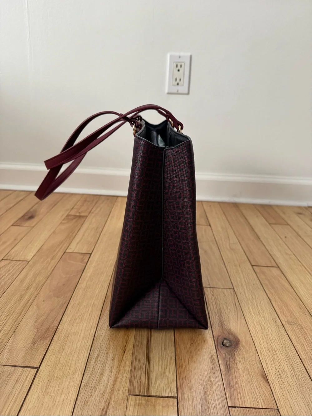 Tommy Hilfiger Burgundy Monogram Satchel